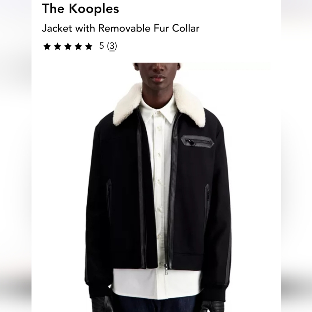 NWT $735 The Kooples Sheep Fur Detachable Collar Leather Trim Wool Jacket Coat - Picture 6 of 10
